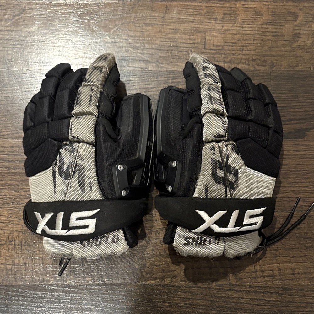 Youth STX Black and Gray Goalie Lacrosse Gloves, Youth Sz. S-M
